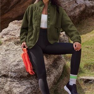 Olive Green Sherpa Jacket - Women's Cozy Outdoor Coat